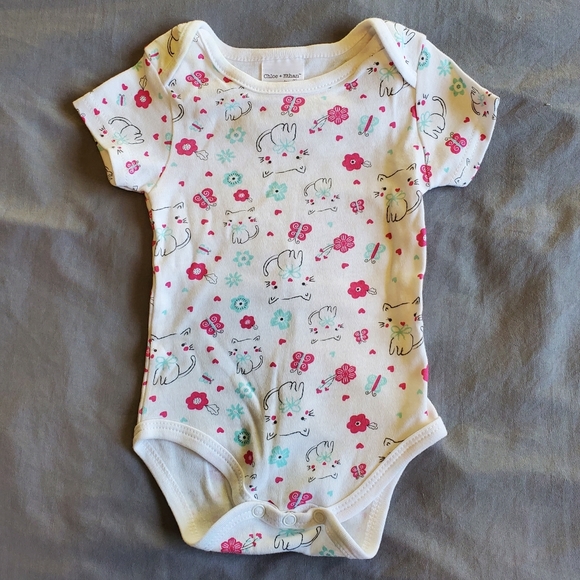 Set of 4 Chloe+Ethan Brand Onesie Bodysuits 3-6 Months Cat and Coffee Themed - Picture 4 of 6